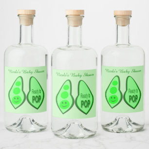Étiquettes Pour Bouteilles De Liqueur Prêt à couper le Baby shower de pois verts