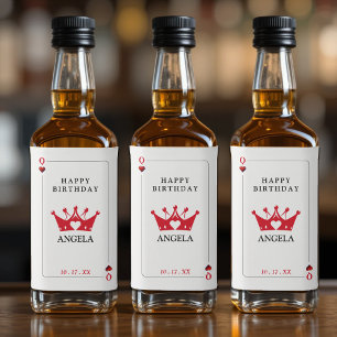 Étiquettes Pour Bouteilles De Liqueur Queen of Hearts Casino Poker Card Anniversaire