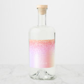 Étiquettes Pour Bouteilles De Liqueur Rainbow Pastel Girly Parties scintillant Metal Nom (Devant)