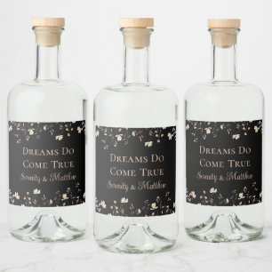 Étiquettes Pour Bouteilles De Liqueur Réception de mariage bohème noir avec fleurs éléga