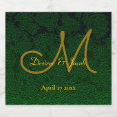 Étiquettes Pour Bouteilles De Liqueur Réception de mariage Monogram Hunter Green Gold (Étiquettes simples)