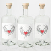 Étiquettes Pour Bouteilles De Liqueur Red Angel Coeur avec ailes (Bouteilles)