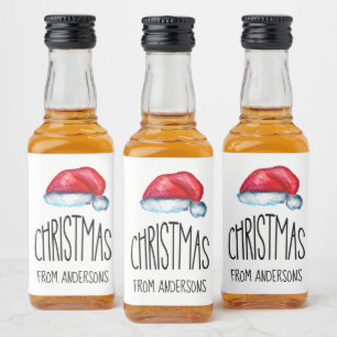 Étiquettes Pour Bouteilles De Liqueur Red Joyeux Noël mignonne Santa Hat