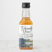 Étiquettes Pour Bouteilles De Liqueur Rose bleu en acier romantique Merci Mariage Mini (Devant)