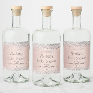 Étiquettes Pour Bouteilles De Liqueur Rose gold argent douche de mariée mr mrs