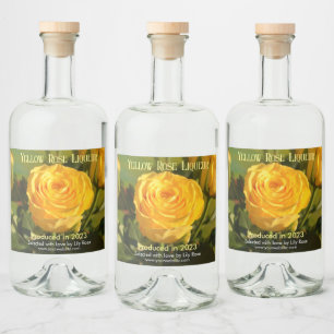 Étiquettes Pour Bouteilles De Liqueur Rose jaune Customisée