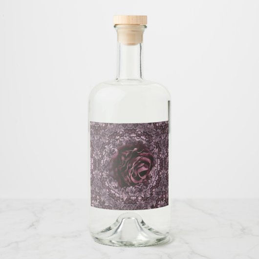 Étiquettes Pour Bouteilles De Liqueur Rose Mandala  (Devant)