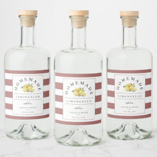 Étiquettes Pour Bouteilles De Liqueur Rose moderne Limoncello Rustique
