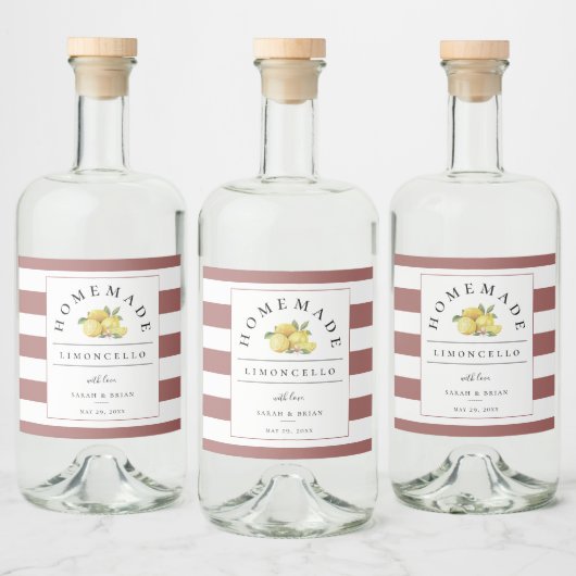 Étiquettes Pour Bouteilles De Liqueur Rose moderne Limoncello Rustique (Bouteilles)