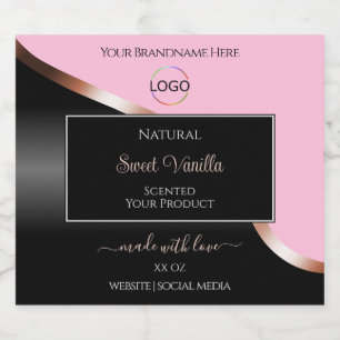 Étiquettes Pour Bouteilles De Liqueur Rose rose noir Wavy Gold avec Étiquettes de produi