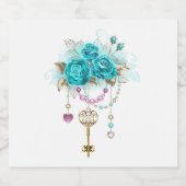 Étiquettes Pour Bouteilles De Liqueur Roses turquoise avec touches (Étiquettes simples)