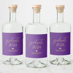 Étiquettes Pour Bouteilles De Liqueur Royal Purple Script Graduate 2024 Graduation Party