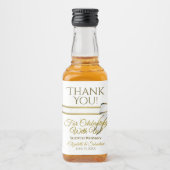 Étiquettes Pour Bouteilles De Liqueur Ruban blanc et or Merci Mariage Bow Mini (Devant)