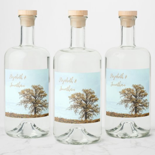 Étiquettes Pour Bouteilles De Liqueur Rustic Oak Tree Autumn Wedding (Bouteilles)