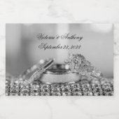 Étiquettes Pour Bouteilles De Liqueur Silver Elegant Date Nom Mariage de script (Étiquettes simples)