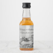 Étiquettes Pour Bouteilles De Liqueur Silver Elegant Date Nom Mariage de script (Devant)