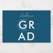 Étiquettes Pour Bouteilles De Liqueur Simple Chic Stylish Navy Blue Graduation Bold Typo (Étiquettes simples)