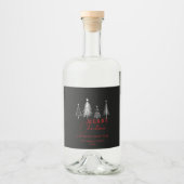 Étiquettes Pour Bouteilles De Liqueur Simple Elegant Christmas Pine Tree | Black (Devant)
