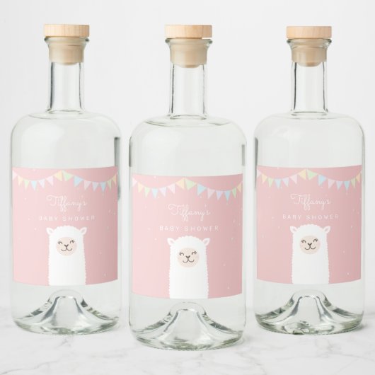 Étiquettes Pour Bouteilles De Liqueur Simple Elegant Douce Alpaca Llama Baby shower fill (Bouteilles)