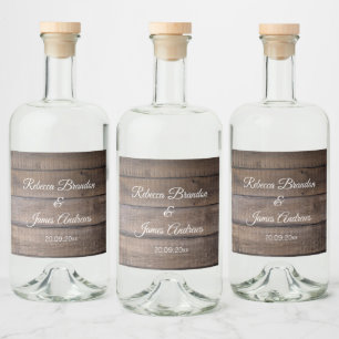 Étiquettes Pour Bouteilles De Liqueur Simple Rustic Wood Mariage