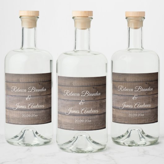 Étiquettes Pour Bouteilles De Liqueur Simple Rustic Wood Mariage (Bouteilles)