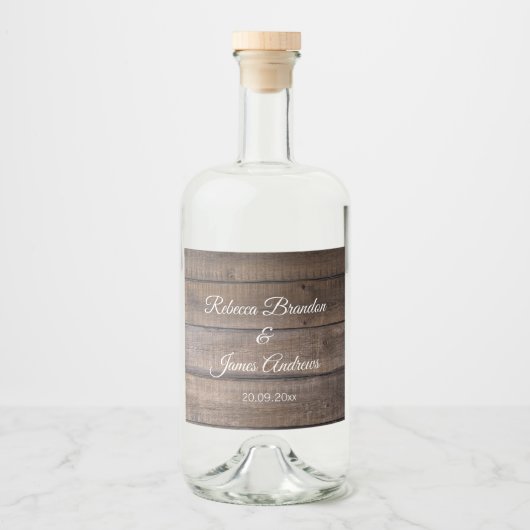 Étiquettes Pour Bouteilles De Liqueur Simple Rustic Wood Mariage (Devant)