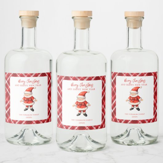 Étiquettes Pour Bouteilles De Liqueur Simple Santa Clause Rouge Noël (Bouteilles)