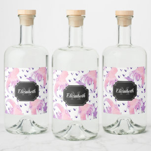 Étiquettes Pour Bouteilles De Liqueur Sirène d'aquarelle mignonne