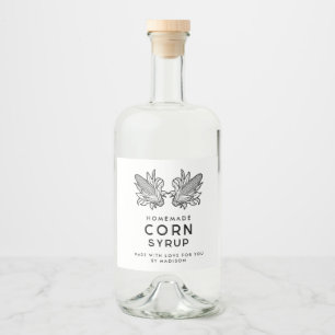 Étiquettes Pour Bouteilles De Liqueur Sirop de maïs noir et blanc avec deux épis