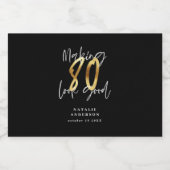 Étiquettes Pour Bouteilles De Liqueur Soirée de 80e anniversaire en noir et or (Étiquettes simples)