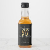 Étiquettes Pour Bouteilles De Liqueur Soirée de 80e anniversaire en noir et or (Devant)
