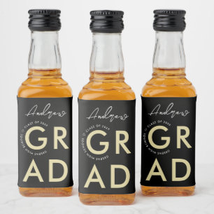 Étiquettes Pour Bouteilles De Liqueur Soirée de graduation noire moderne et élégante