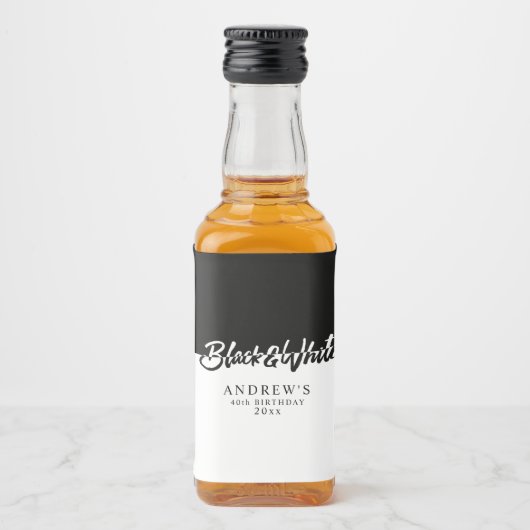 Étiquettes Pour Bouteilles De Liqueur Soirée noire et blanche (Devant)