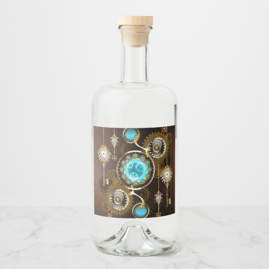 Étiquettes Pour Bouteilles De Liqueur Steampunk Rusty Background (Devant)