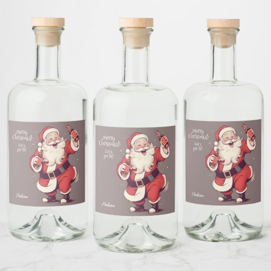 Étiquettes Pour Bouteilles De Liqueur Texte personnalisé amusant Drunk Père Noël (Bouteilles)