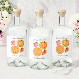 Étiquettes Pour Bouteilles De Liqueur Thanksgiving Friendsgiving Citrouille Split Latte