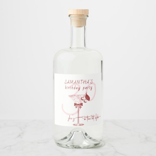 Étiquettes Pour Bouteilles De Liqueur Tini Bit Ancien Bow Cherry Martini Anniversaire Bi (Devant)