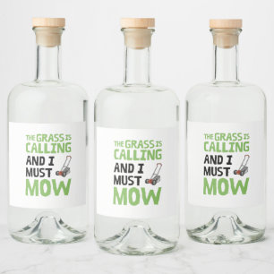 Étiquettes Pour Bouteilles De Liqueur Tondeuse à gazon - L'herbe appelle et je dois tond