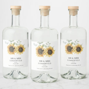 Étiquettes Pour Bouteilles De Liqueur Tournesol floral Eucalyptus Vert
