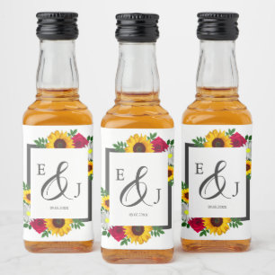 Étiquettes Pour Bouteilles De Liqueur Tournesol Rose Daisy Floral Mariage d'Automne
