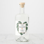 Étiquettes Pour Bouteilles De Liqueur Tropical Palm Leaf Monstera Wedding (Devant)