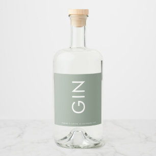 Étiquettes Pour Bouteilles De Liqueur Ultra moderne Gras Sage Vert Monogramme Simple