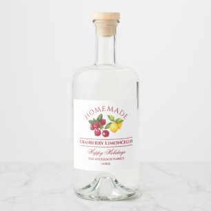 Étiquettes Pour Bouteilles De Liqueur Vacances de canneberge Limoncello maison
