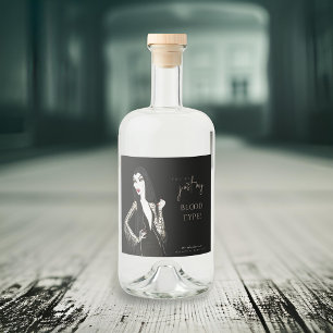 Étiquettes Pour Bouteilles De Liqueur Vampiresse à l'aquarelle Halloween noir élégant