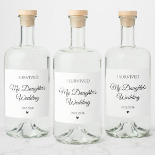Étiquettes Pour Bouteilles De Liqueur Vin élégant J'ai survécu au mariage de ma fille