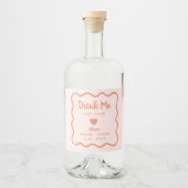 Étiquettes Pour Bouteilles De Liqueur Wavy Pink Pastel Buvez-moi Mariage d'amour (Devant)