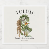 Étiquettes Pour Bouteilles De Liqueur Week-end de Bachelorette Tropical Tulum Léopard (Étiquettes simples)