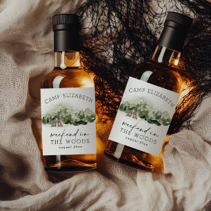 Étiquettes Pour Bouteilles De Liqueur Week-end en Bois Camping Bachelorette