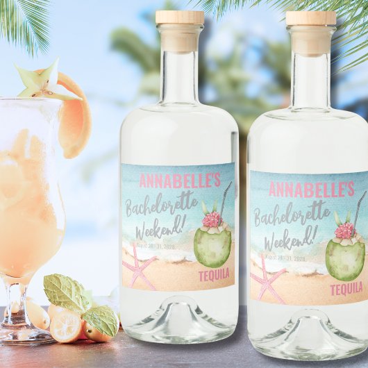 Étiquettes Pour Bouteilles De Liqueur Week-end Mariage tropical