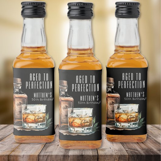 Étiquettes Pour Bouteilles De Liqueur Whisky Vieilli à la Perfection Anniversaire Homme